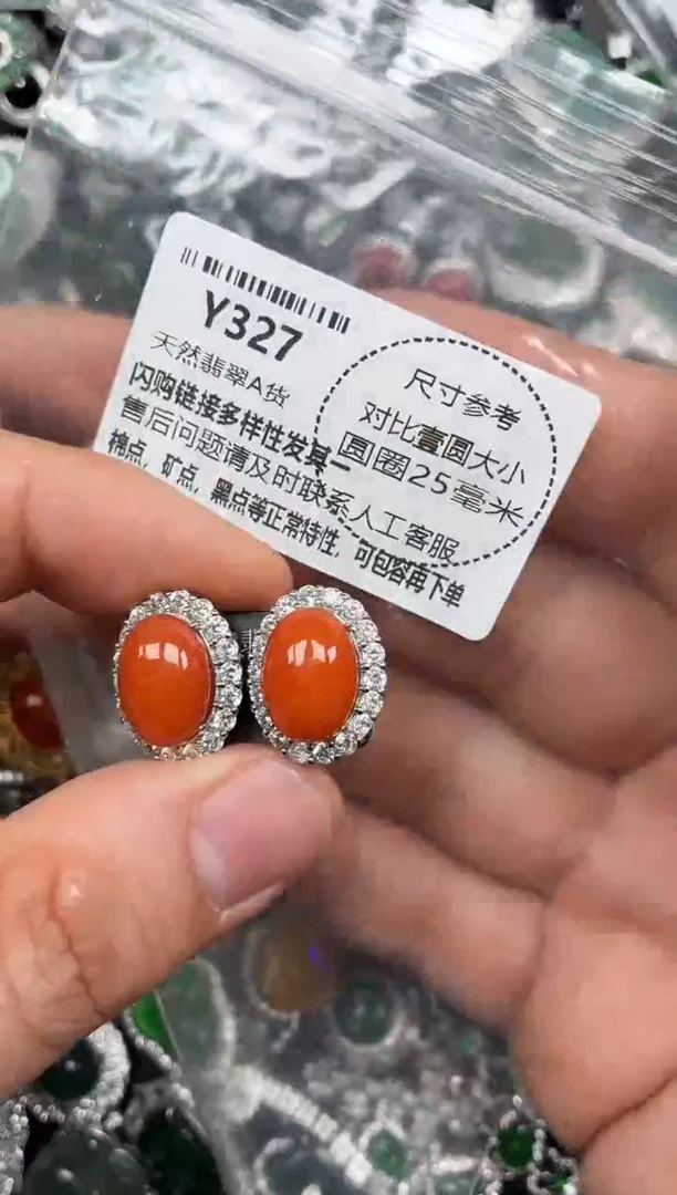 颈饰未镶嵌翡翠Y327耳钉
