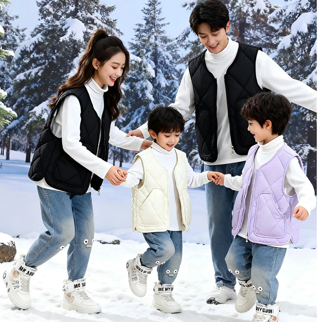 秋冬款儿童马甲加绒厚款男女童通用纯色韩版背心洋气百搭宝宝加厚