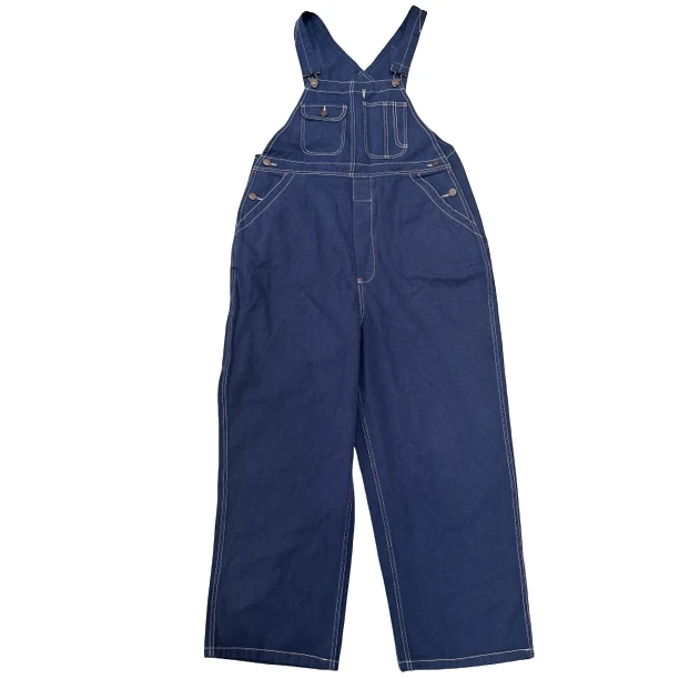 韩版新款纯色明线宽松背带裤洋气时尚百搭