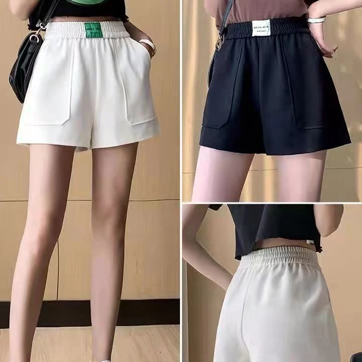 L松紧腰运动短裤女春夏季2025年新款裤子外穿休闲直筒字阔腿热裤