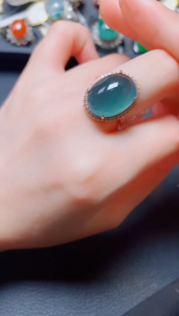 翡翠戒指银S925镶嵌翡翠