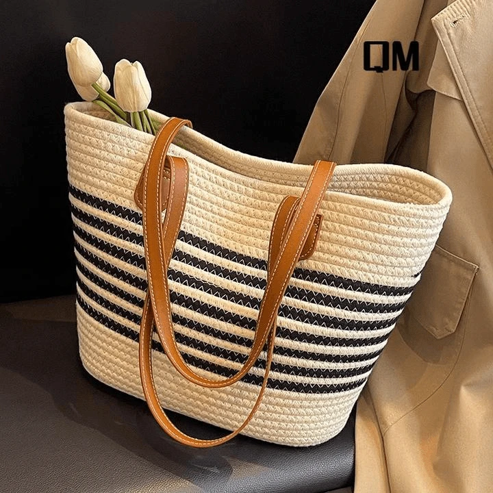 慵懒风海边编织包2025新款草编包女大容量菜篮子托特包单肩沙滩包