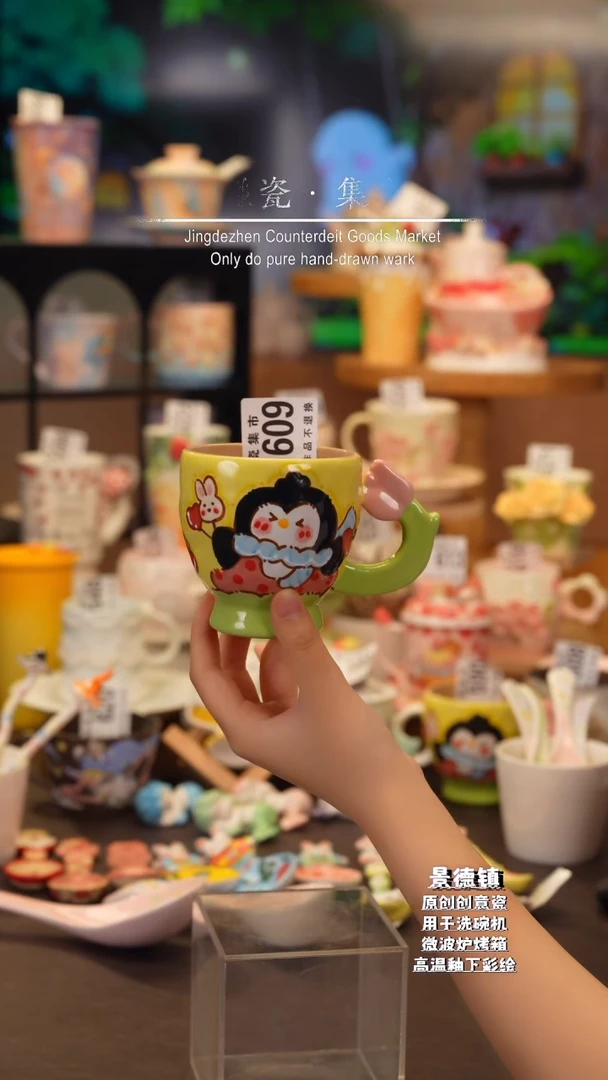 杯子609景德镇陶瓷手工手绘高温釉下彩