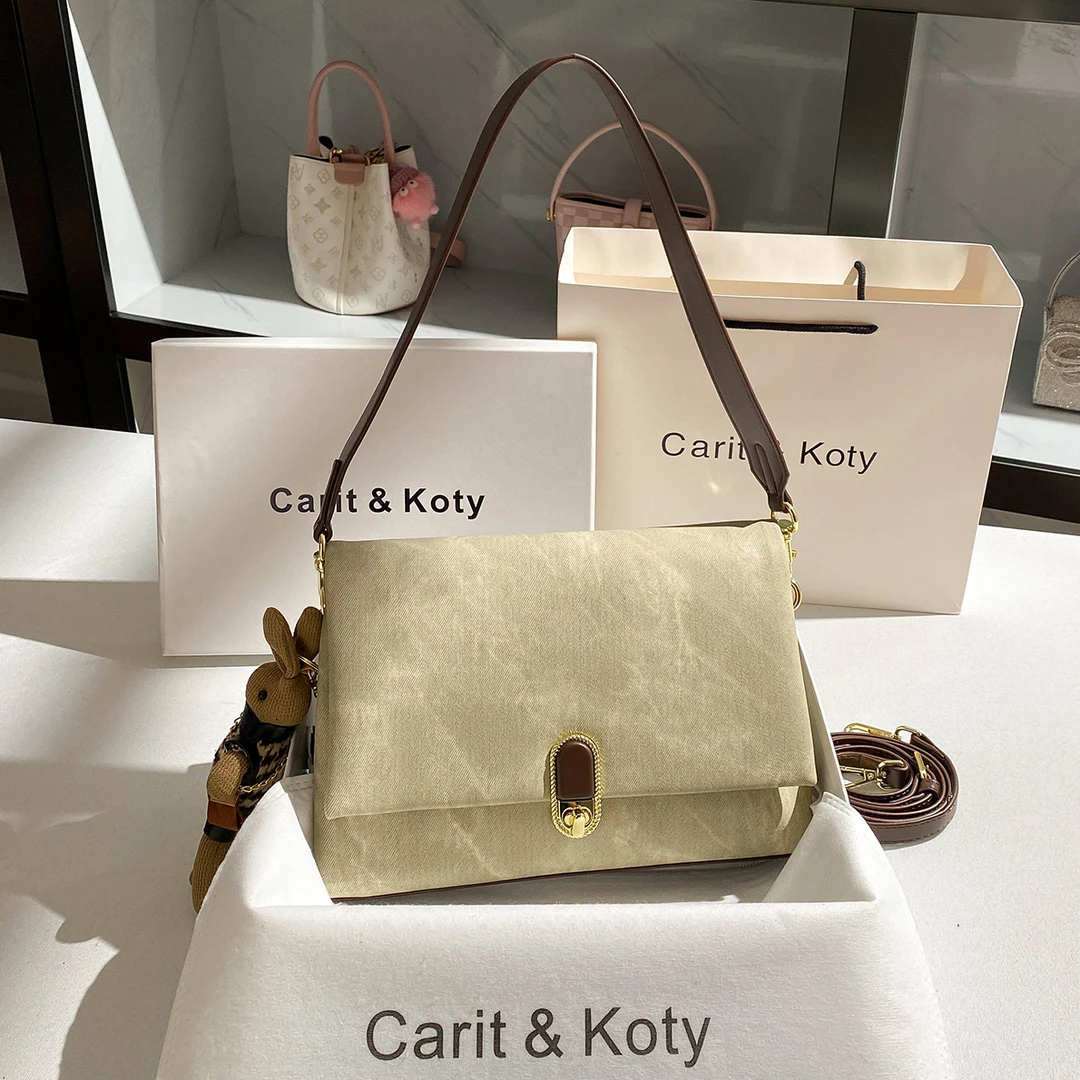 CARIT KOTY小众撞色大号腋下包包女2025新款潮上班通勤单肩托特包