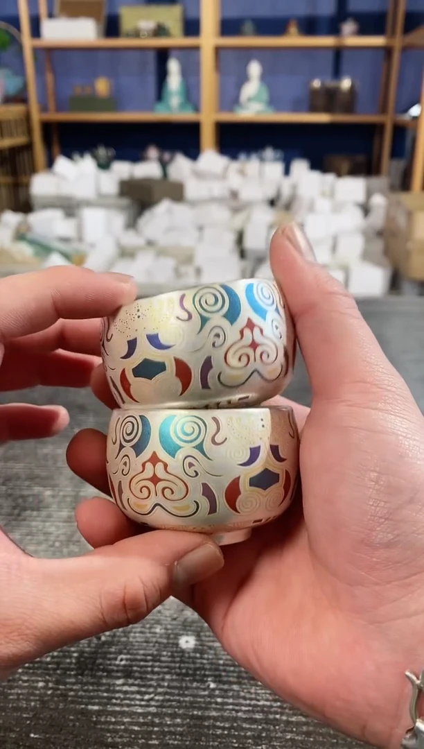 【闪购商品】其他银山社唐卡鎏银杯2个