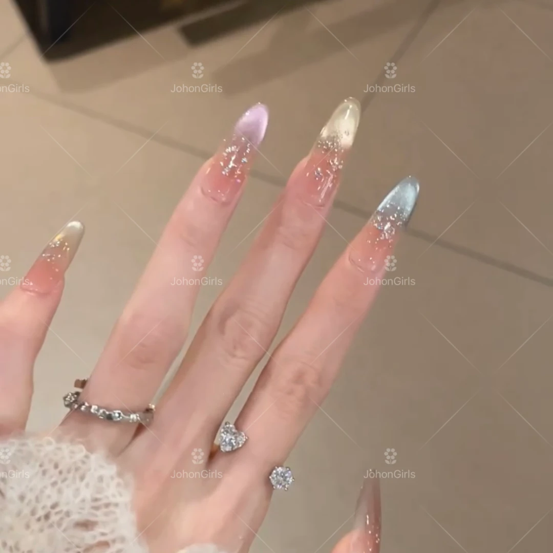 JohonGirls'/琴岛小嫚【彩霞幻梦】猫眼手工穿戴甲糖果马卡龙美甲片