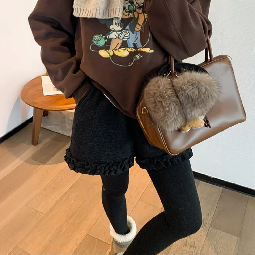 大码高腰毛呢短裤2025秋冬新款梨型遮胯显瘦小个子A字加厚阔腿裤