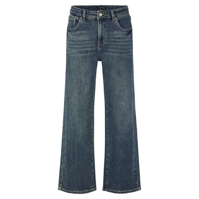 UR2025秋季新款女装丹宁回潮复古水洗阔腿牛仔长裤UWM850208
