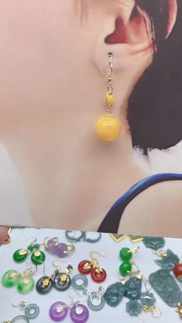 蜜蜡未镶嵌耳饰186