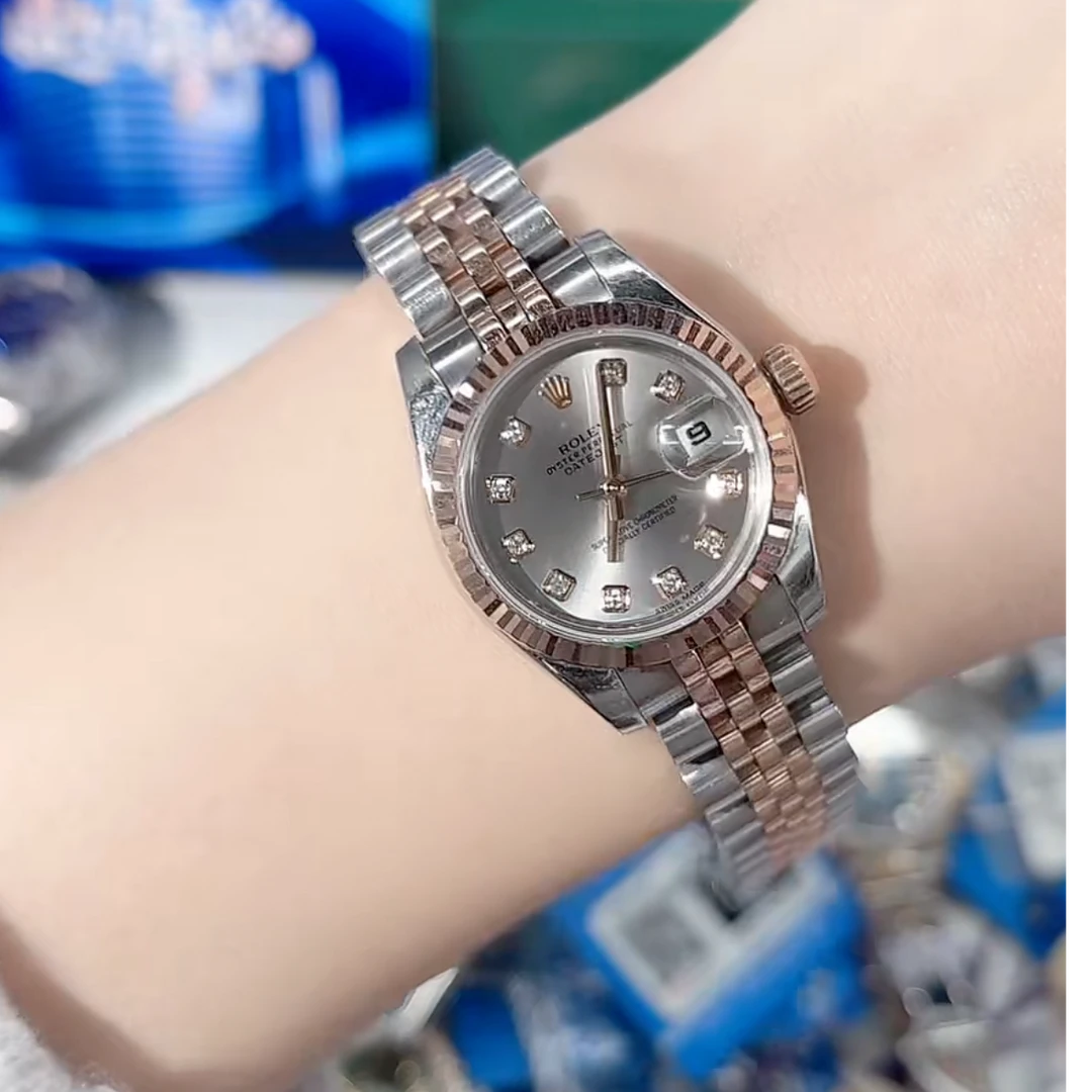 99新 Rolex/劳力士 女装日志型系列179171原钻灰盘腕表/WHP039789