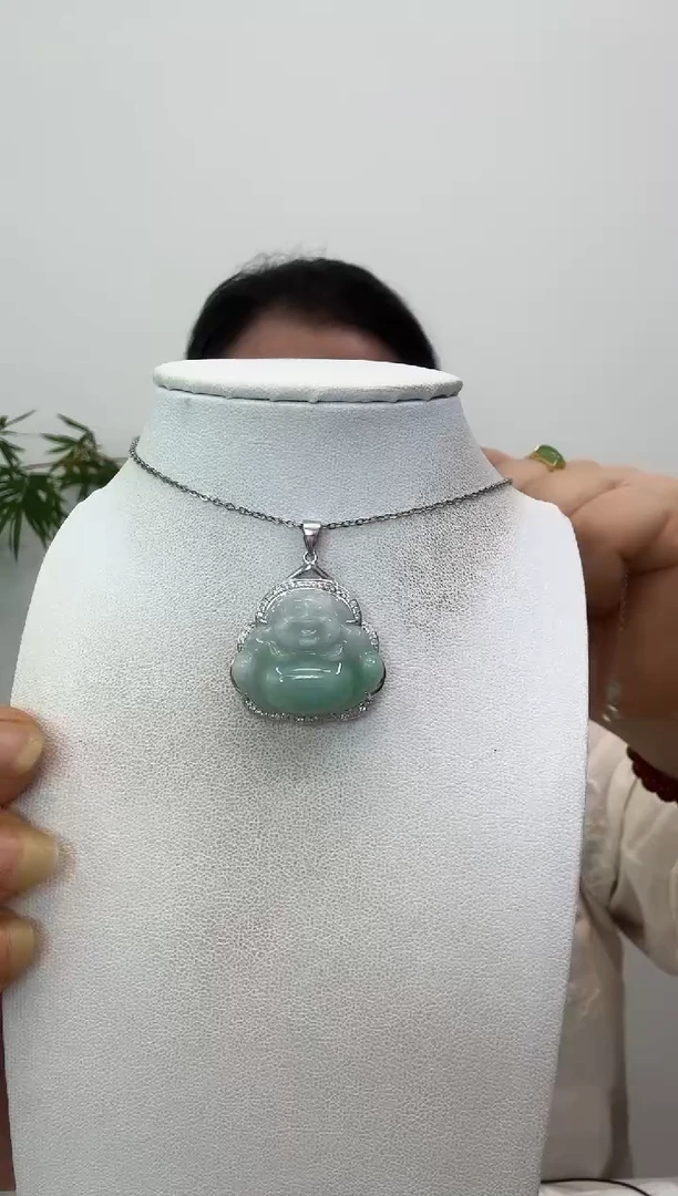 翡翠银S925镶嵌吊坠(赠链)小佛