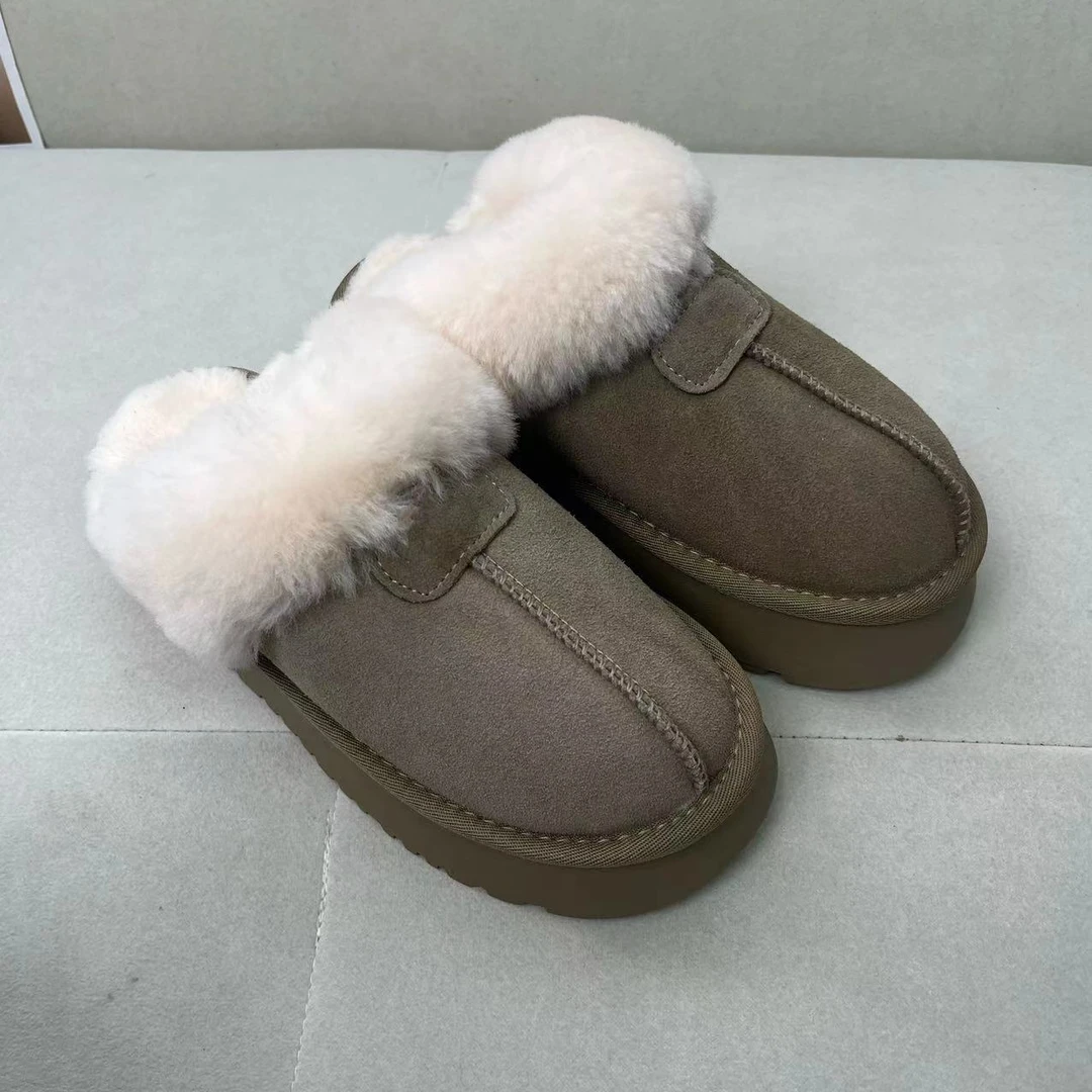 百搭冬季新款超厚实加绒保暖雪地毛毛拖鞋 H882