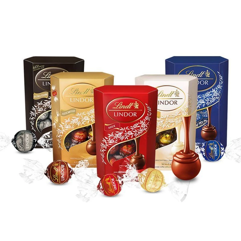 Lindt/瑞士莲软心精选牛奶黑巧克力丝滑200g休闲零食软心巧克力
