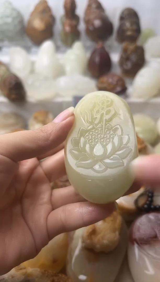 石材方解石棉纹正常不退换佛莲花
