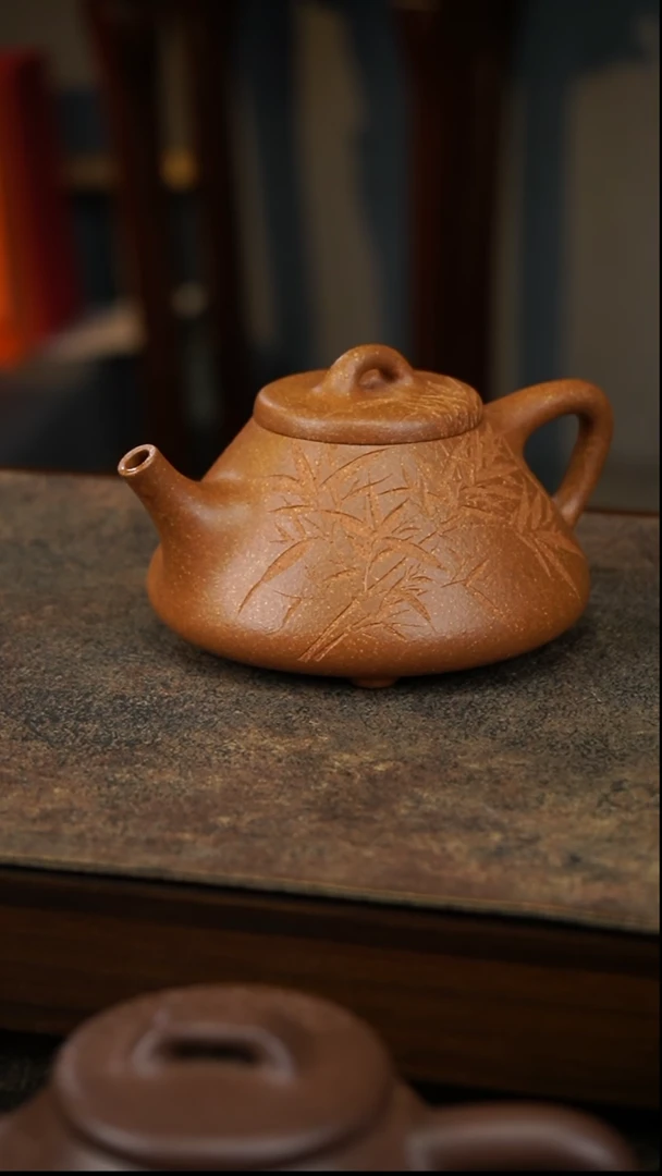 【闪购商品】紫砂壶云松堂穆俊频——子冶石瓢《青堂刻竹》