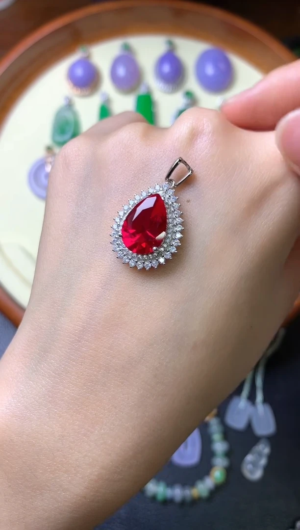 【闪购商品】红宝石吊坠(不含链)银S925镶嵌吊坠