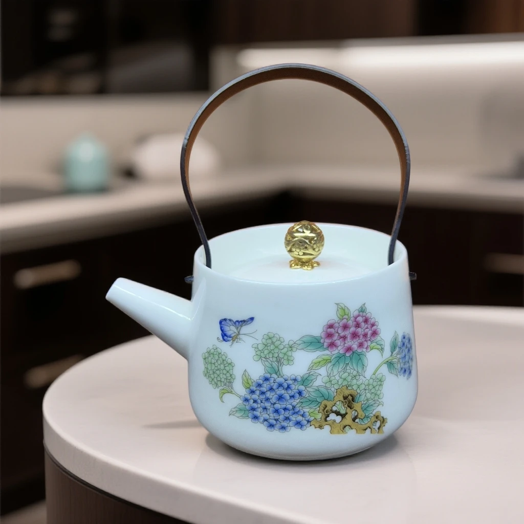 蝶恋花复古中式一壶六杯提梁壶