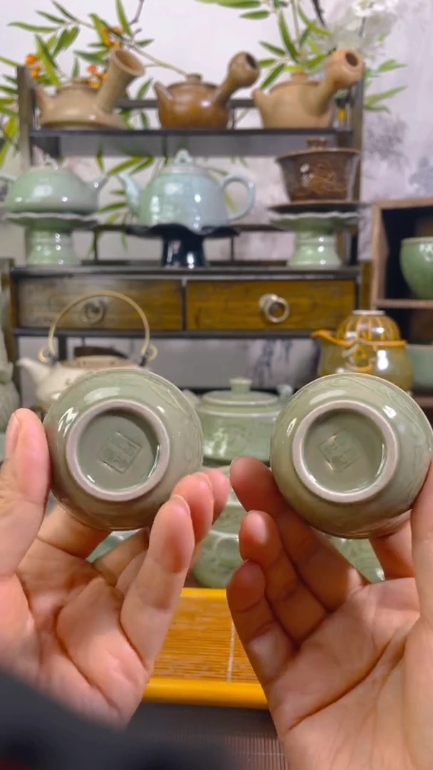 耀州窑微瑕三王杯2只