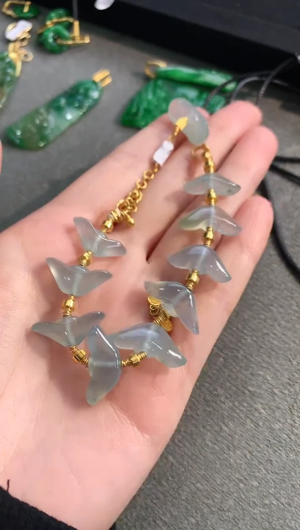 【闪购商品】翡翠手链18K金镶嵌手饰