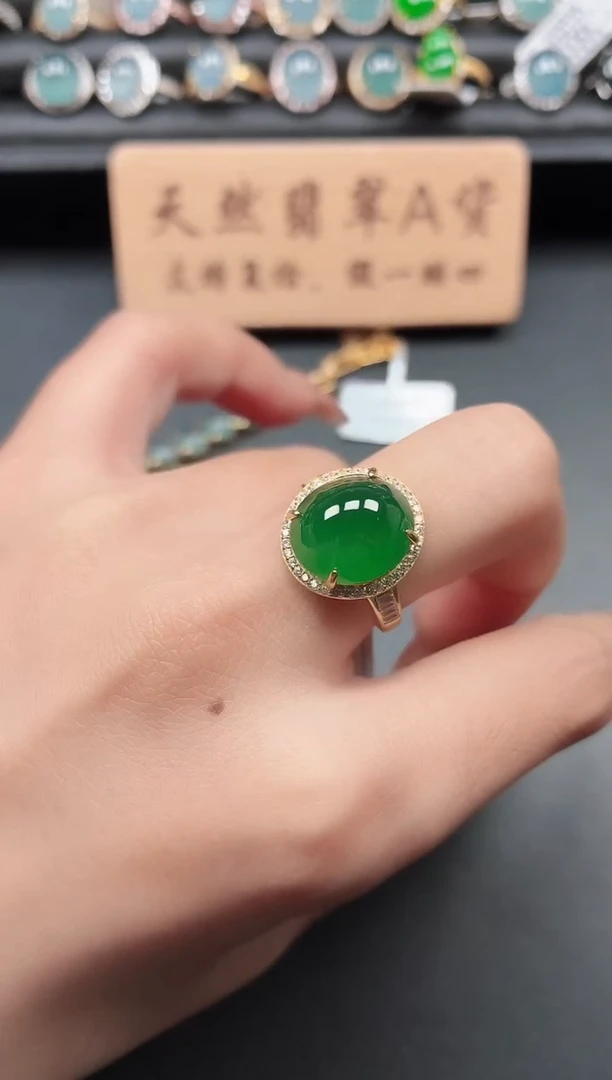 银S925镶嵌戒指翡翠111