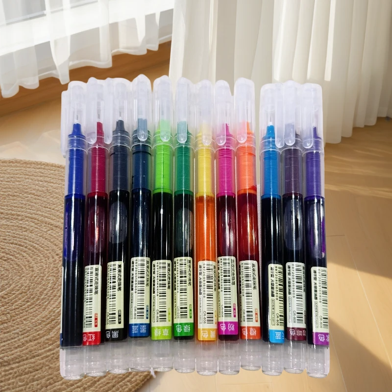 彩色直液式走珠笔顺滑速干0.5mm全针管学生笔记考试专用中性笔