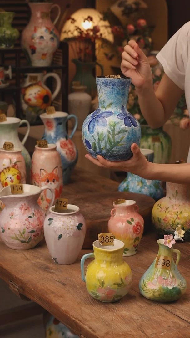 陶瓷景德镇设计师手作花器摆件侘寂风431