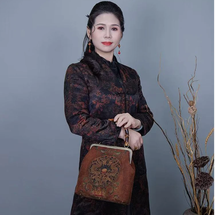 祥安姿服饰【龙凤呈祥】香云纱中式双面穿盘扣保暖棉服外套C357089M