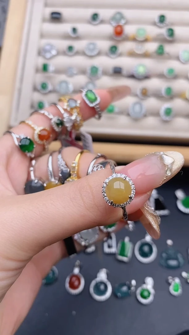 银S925镶嵌戒指翡翠0