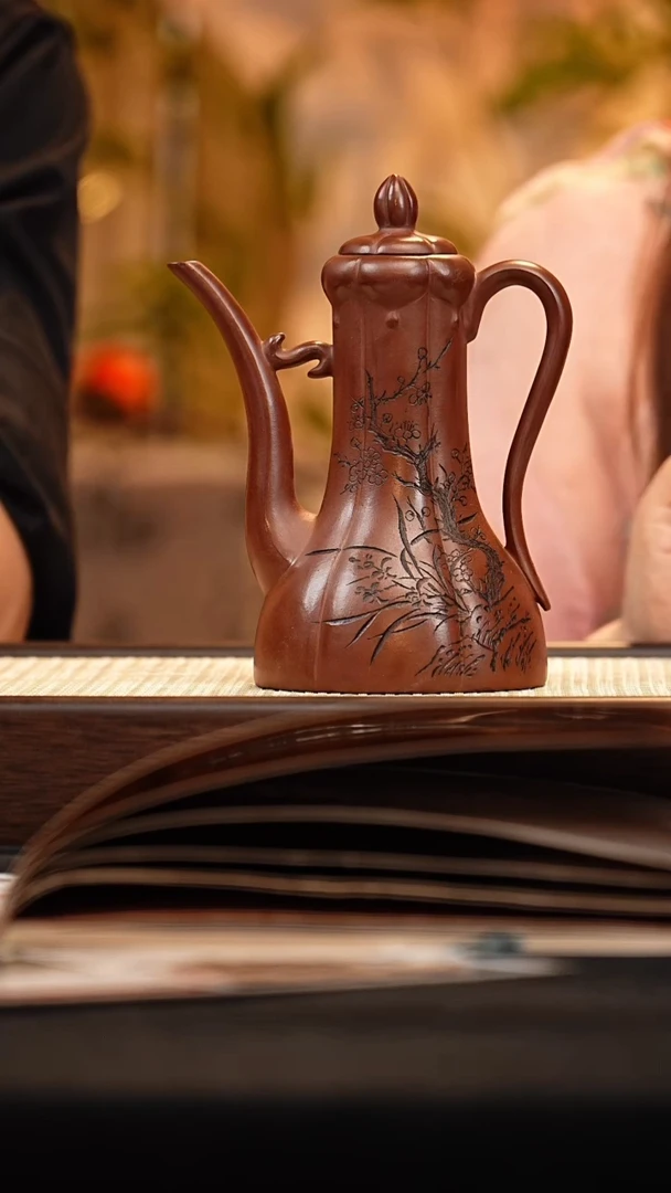 茶壶紫砂XZ大彬莲花 紫焰砂280cc-杯