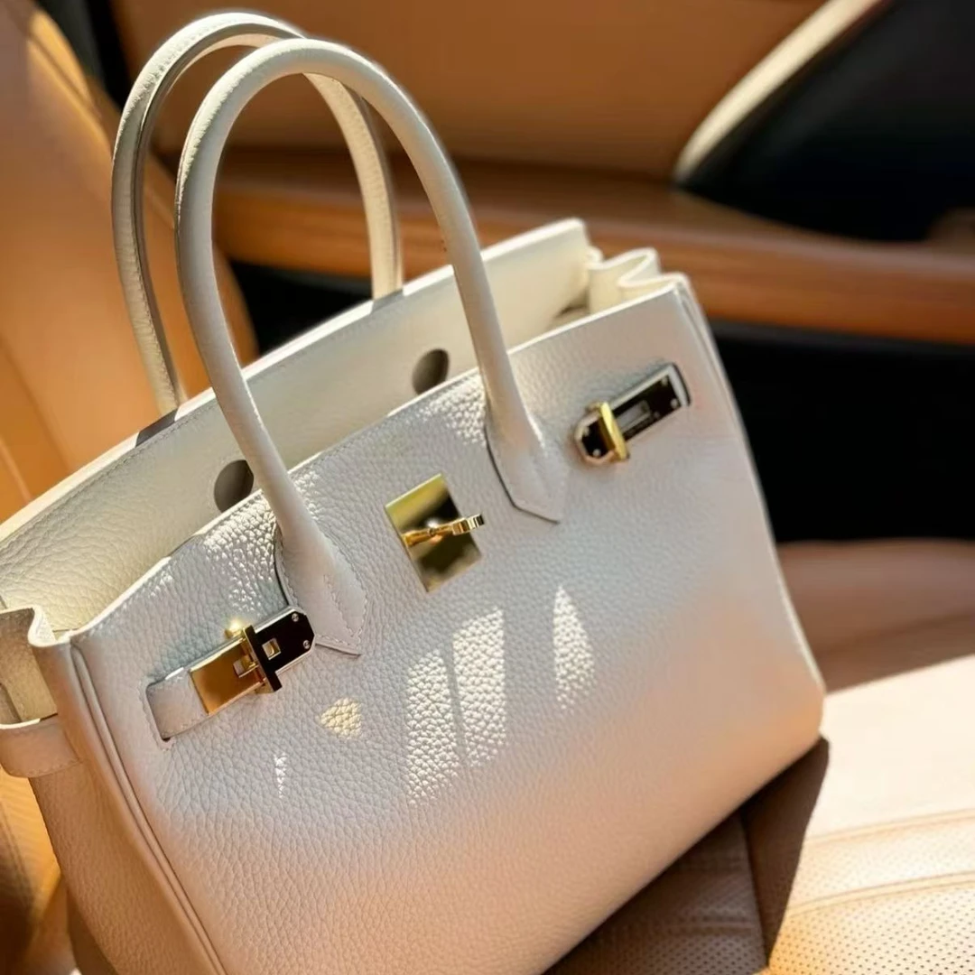 99新 Hermes/爱马仕 【小池专属】birkin30 奶油白 金扣 tc皮 Z刻