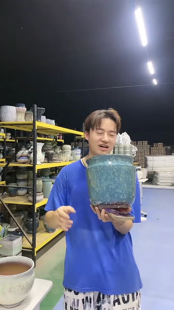 宜兴紫砂粗陶花盆微瑕
