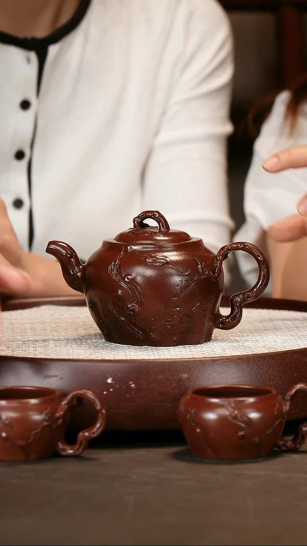 茶壶紫砂【徐小阳】紫泥桃报春套组  350CC