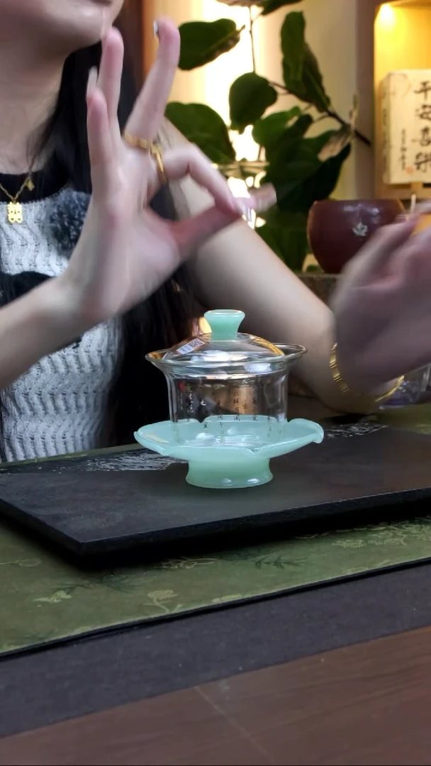 禾器 爱莲说禾荷盖碗浅玉