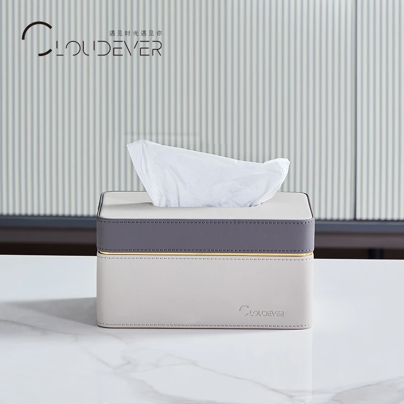 原创皮革轻奢客厅纸巾盒创意网红茶几摆件多功能收纳盒抽纸遥控器