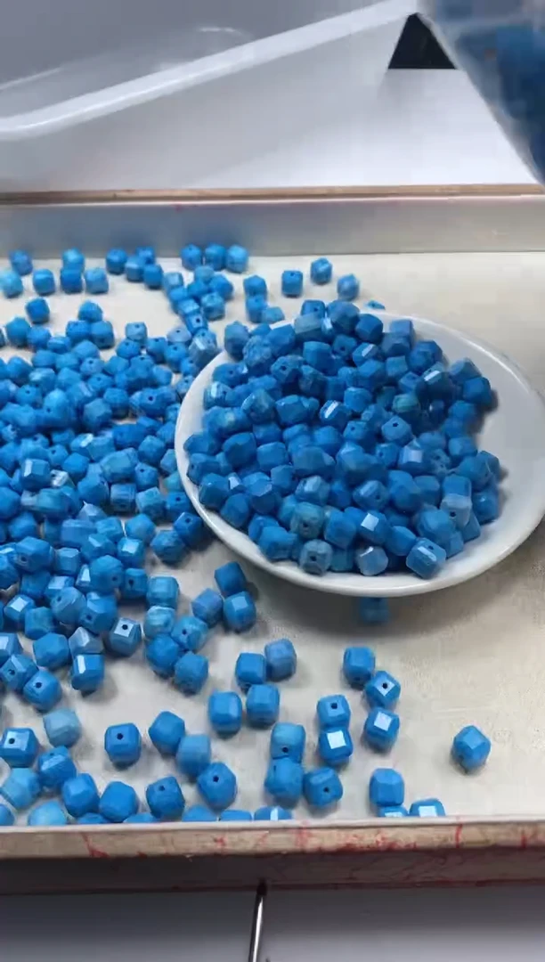 【闪购商品】玛瑙/玉髓颈饰未镶嵌w2206高瓷蓝松方糖方块9mm*10颗