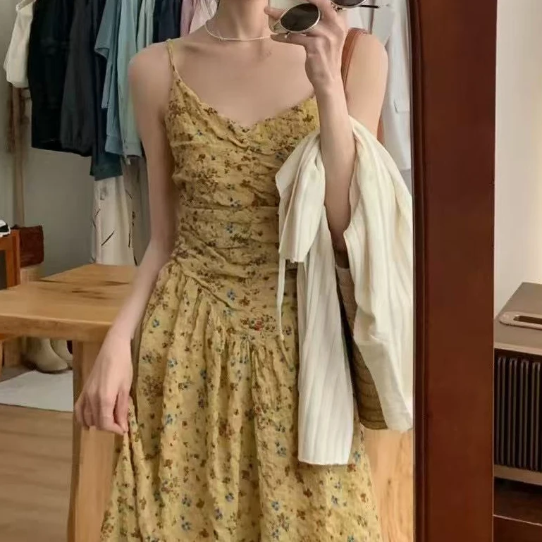 韩版百搭显瘦碎花连衣裙7707