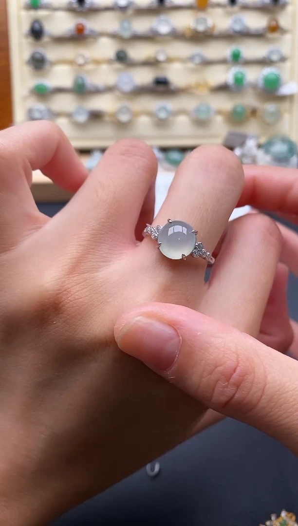 银S925镶嵌戒指翡翠55555555+8