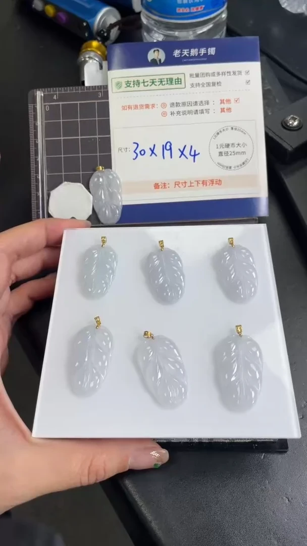 【闪购商品】翡翠颈饰18K金镶嵌翡翠叶子8/多样性发其一CP