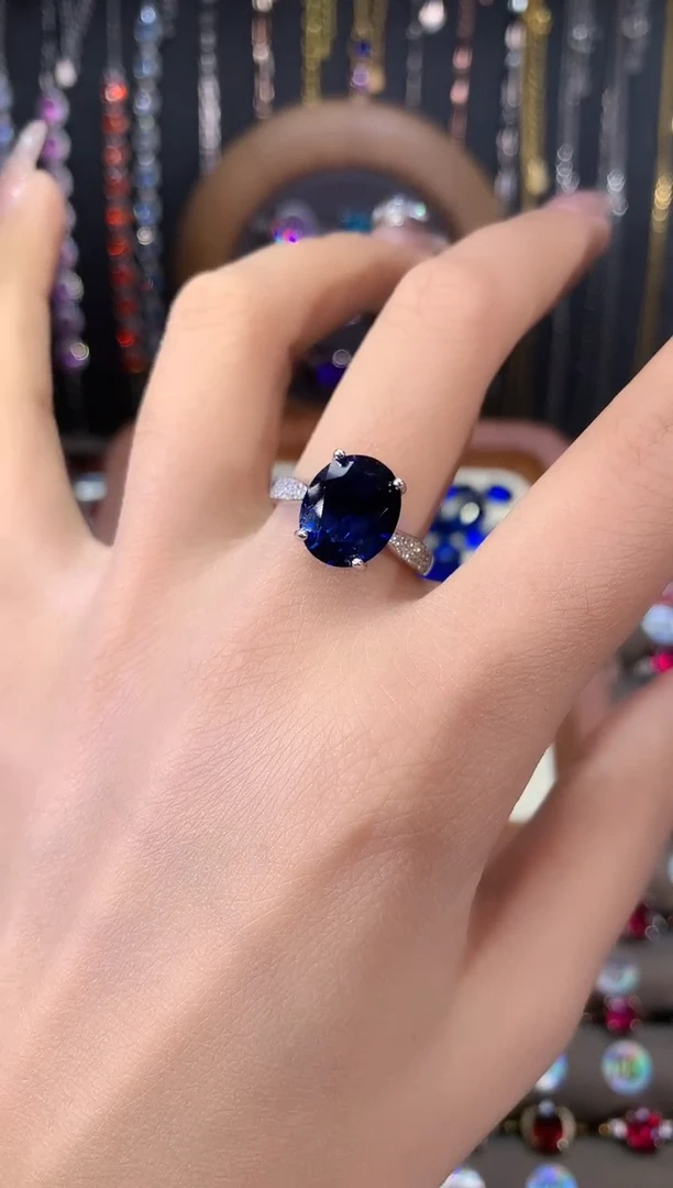 无925银皇家蓝色戒指