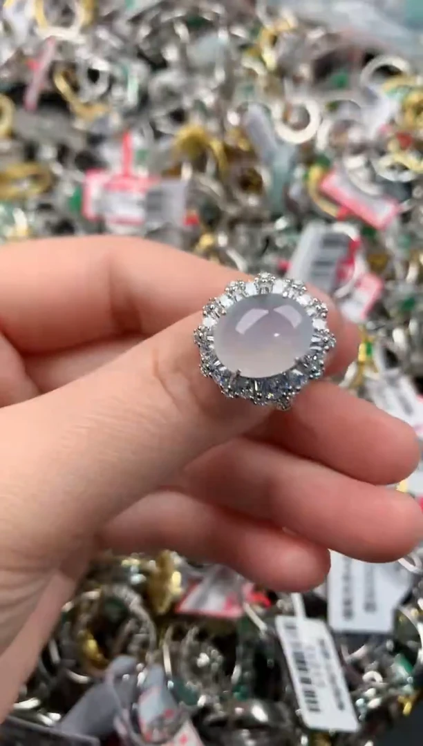 银S925镶嵌戒指翡翠999   9