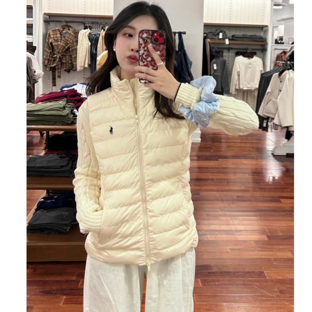 小马刺绣女款马甲棉服秋冬季排骨款显瘦百搭外贸