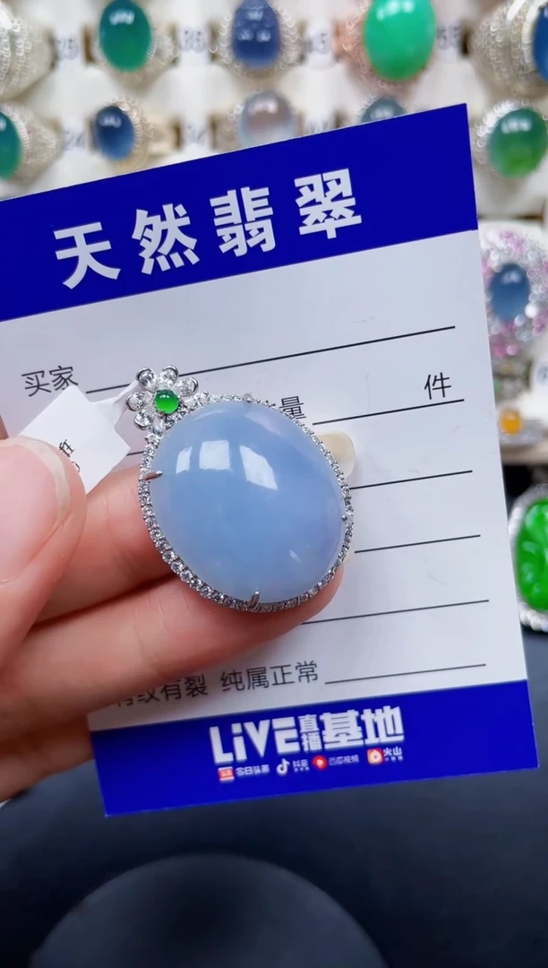 颈饰银S925镶嵌翡翠380