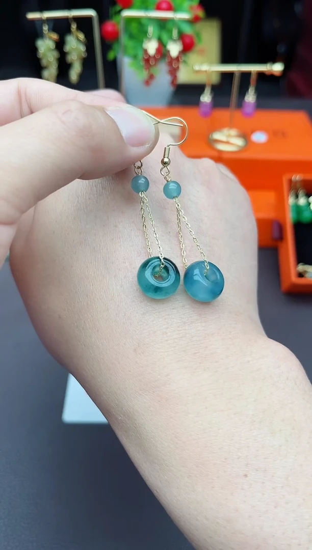 玛瑙/玉髓耳饰银S925镶嵌709000