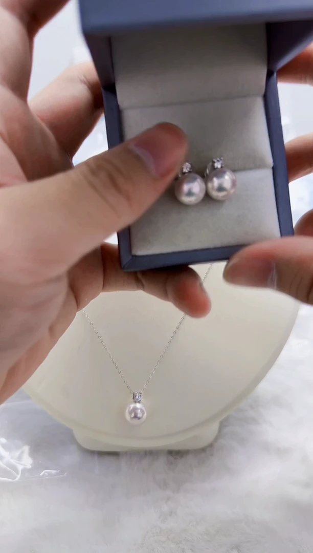 银S925镶嵌淡水珍珠DA吊坠+耳饰 a770