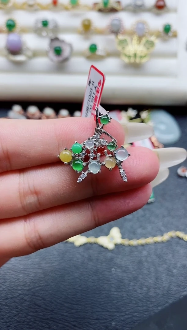 银S925镶嵌戒指翡翠1