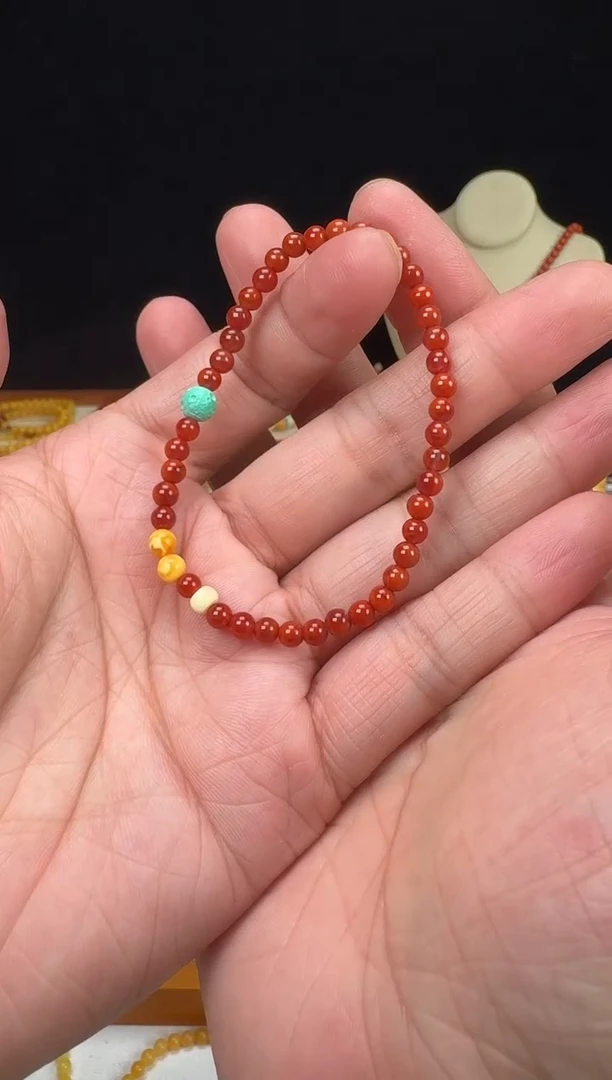 未镶嵌手链南红玛瑙双色料火焰纹