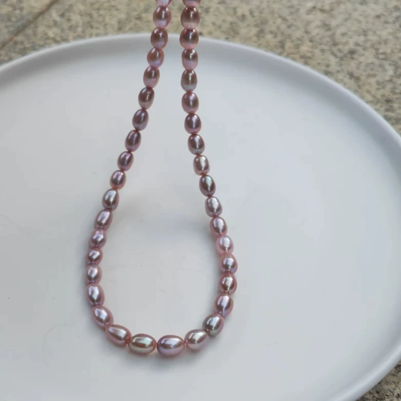 396 紫色水滴型珍珠项链