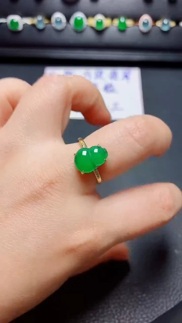 银S925镶嵌戒指翡翠 天然翡翠A货s925银镶