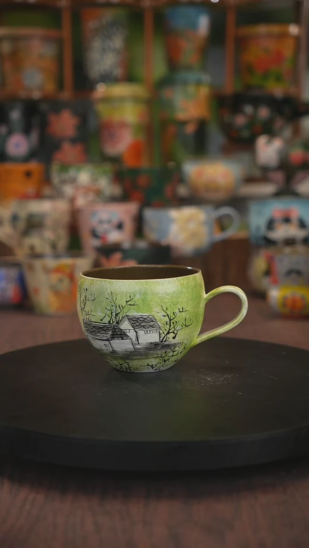 紫砂油画手绘釉下彩