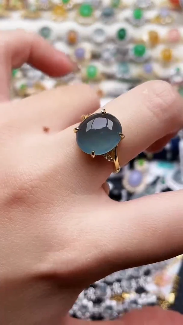 银S925镶嵌戒指翡翠70